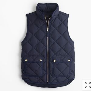J. Crew Excursion Quilted Down Vest Navy Small